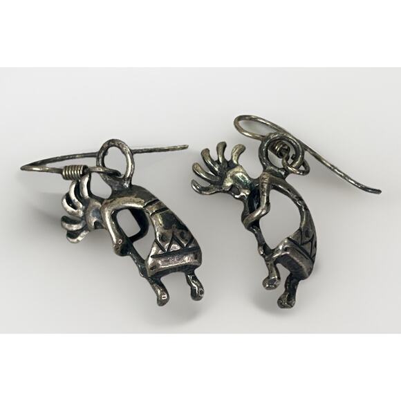 VTG Native American Turquoise & Sterling Silver Kokopelli Necklace Earring Set - Picture 9 of 15